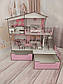 Дерев'яний самозбірний іграшковий будиночок рожевий для ляльок з ящиками, комплектом меблів та сходами Код/Артикул 52 13, фото 2