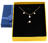 Подарункова синьо- жовта коробка з бантом Універсальна (Каблучка, Кулон, Сережки) Розмір 12х16см, h= 3см, фото 3