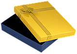 Подарункова жовто- блакитна коробка з бантом Універсальна (Каблучка, Кулон, Сережки) Розмір 12х16см, h= 3см, фото 2