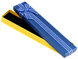 Подарункова синьо- жовта коробка з бантом Універсальна (Браслет, Ланцюжок) Розмір 4х21см, h = 2см, фото 2