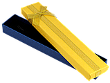 Подарункова жовто- блакитна коробка з бантом Універсальна (Браслет, Ланцюжок) Розмір 4х21см, h = 2см, фото 3