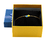 Подарункова синьо- жовта коробка з бантом Універсальна (Браслет, Годинник) Розмір 9х9см, h = 5.5см, фото 3