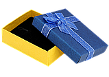 Подарункова синьо- жовта коробка з бантом Універсальна (Каблучка, Кулон, Сережки) Розмір 7х9см, h = 2.5см, фото 3