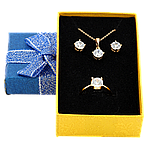 Подарункова синьо- жовта коробка з бантом Універсальна (Каблучка, Кулон, Сережки) Розмір 5х8см, h = 2.5см, фото 3