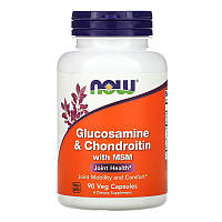 Глюкозамін хондроїтин МСМ NOW Glucosamine & Chondroitin with MSM (90 вега-капс)