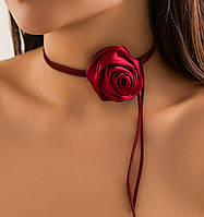 Трендовый яркий чокер объемная красная Роза цветок на шнуровке - красного цвета Aushal Jewellery