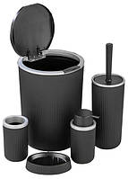 Набір аксесуарів для ванної кімнати (5 предметів) чорно-сірий Boxup FT-410