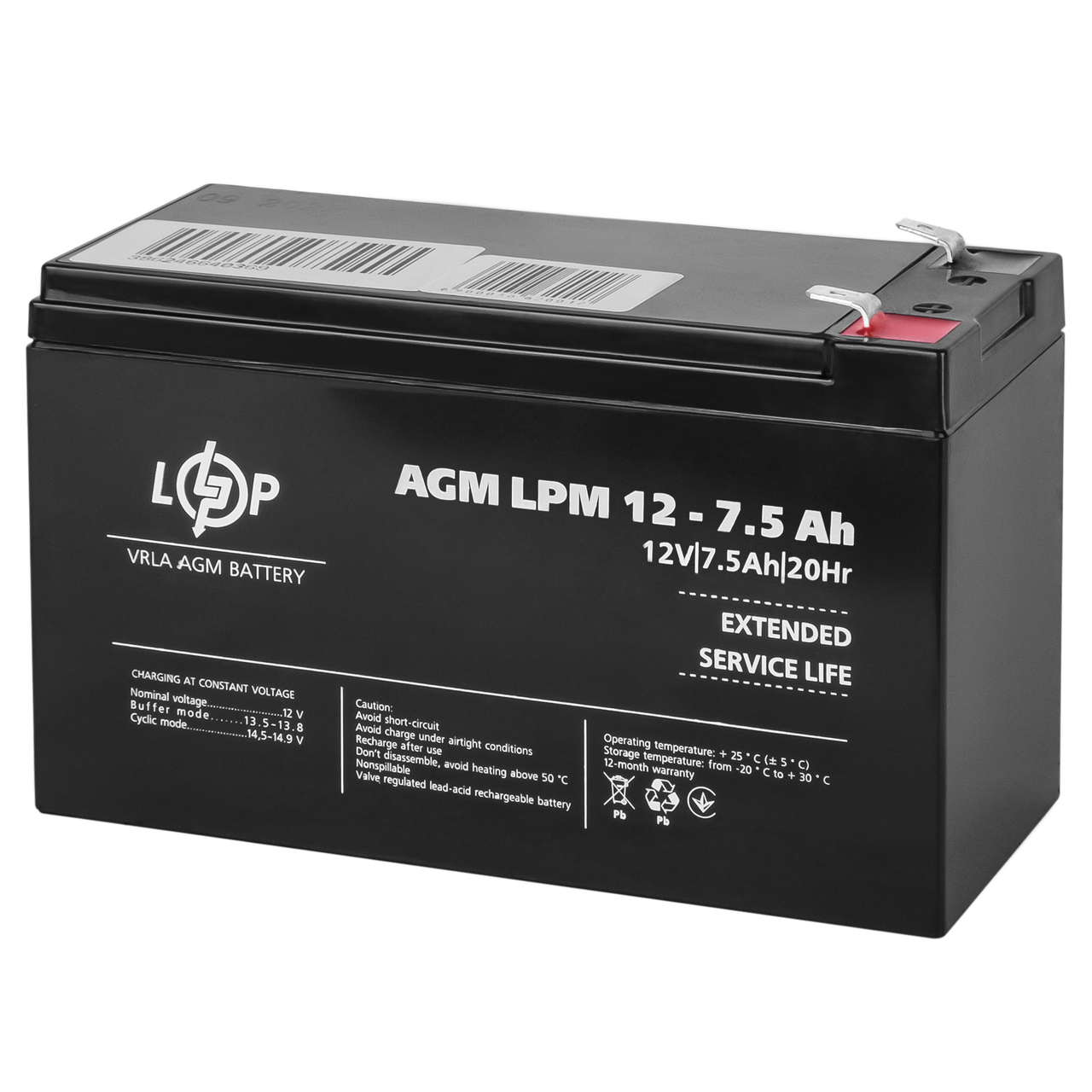 Акумулятор AGM LPM 12V - 7.5 Ah