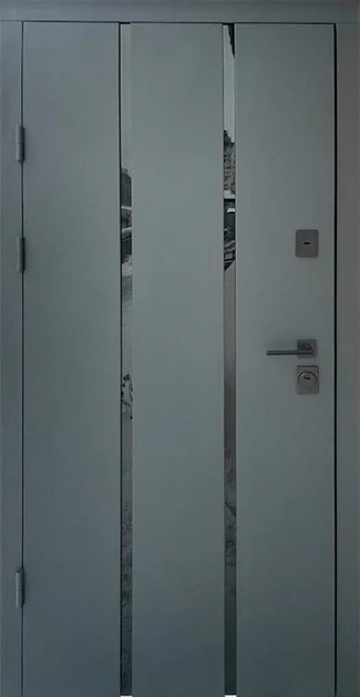 Входная дверь Qdoors Пиано Стрит металл Антрацит краска/МДФ белое дерево терморазрыв 850*2050, фото 1