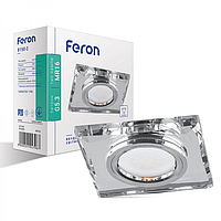 Встраиваемый потолочный светильник Feron 8150-2 MR16 GU5.3 квадратный серебро-зеркало