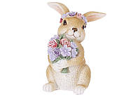 Декоративна статуетка Кролик з квітами, 11 см, K07-442