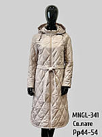 Демисезонная женская удлиненная качественная куртка с поясом 341 Mangelo размеры 44-46