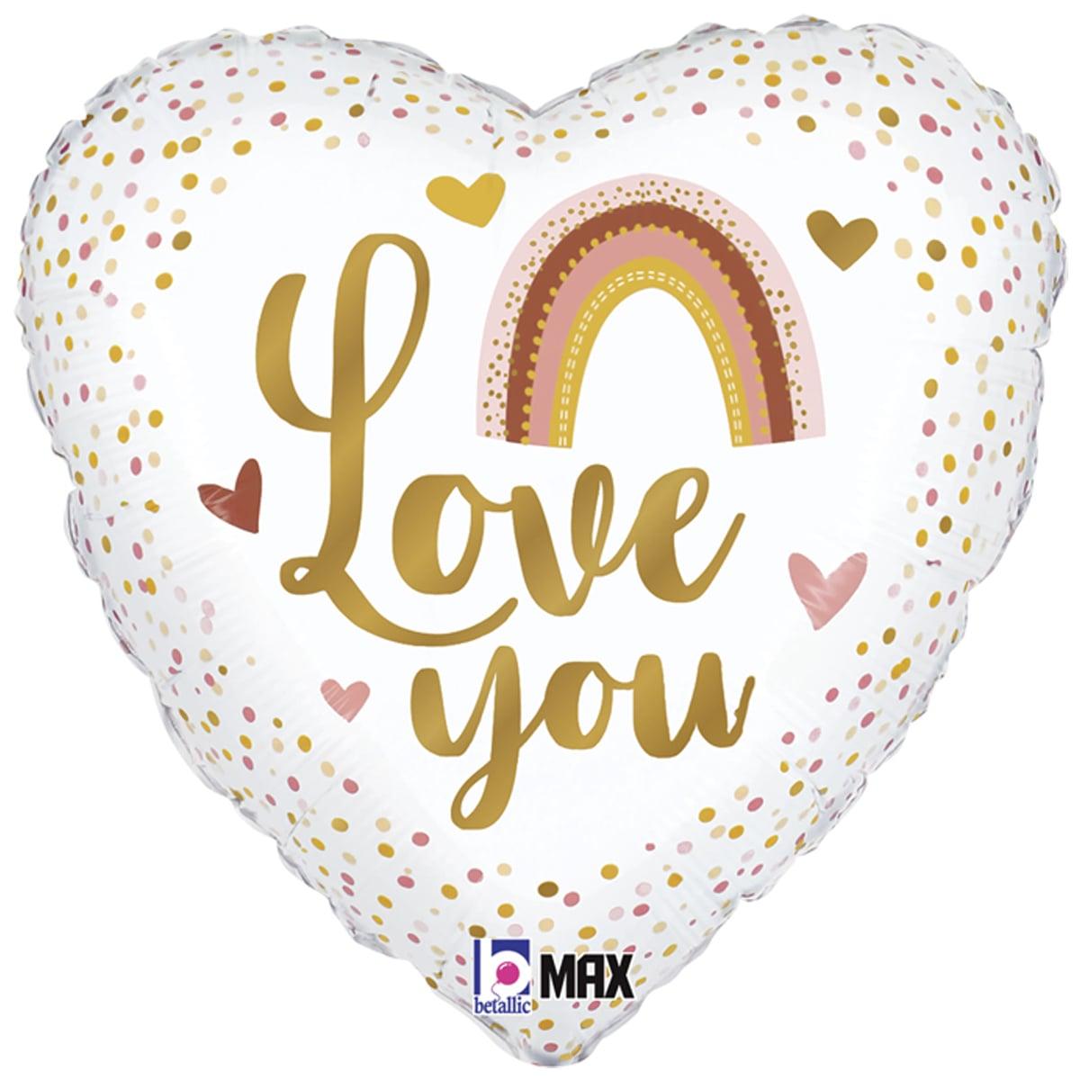 Фольгована кулька серце "Love you веселка" біла Grabo 18"(45см) 1шт.