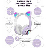 Дитячі навушники з вушками CAT STN-28 фіолетові, Навушники з вушками котика, з FM-506 котячими вушками, фото 3