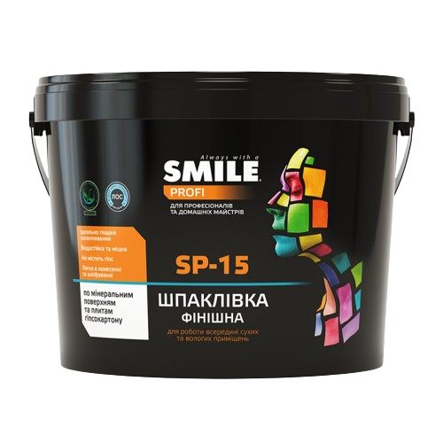 Шпатлівка фінішна для внутрішніх робіт Smile SP-15 біла 14 кг