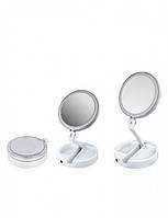 Складное зеркало для макияжа с Led подсветкой круглое увеличительное 10x My Fold Away Mirror. MF-317 Цвет: