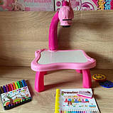 Дитячий стіл проектор для малювання з підсвічуванням Projector Painting. UF-665 Колір: рожевий, фото 6