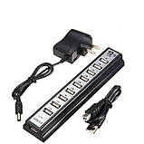 Розгалужувач USB HUB на 10 портів з активною зарядкою 220V. XI-315 Колір чорний, фото 11