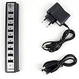 Розгалужувач USB HUB на 10 портів з активною зарядкою 220V. XI-315 Колір чорний, фото 10