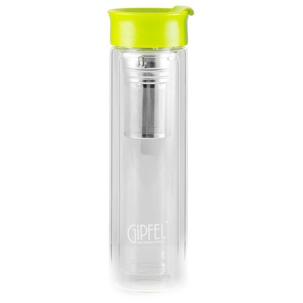 GIPFEL Пляшка для води MARTINO 350мл із фільтром. Матеріал: боросилікатне скло, нерж. сталь, пластик. Колір