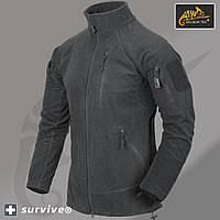 Флисовая кофта теплая толстовка худи Helikon Alpha Tactical флис Grey Серая