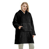 Толстовка плед з капюшоном і рукавами Huggle Hoodie оверсайз. RZ-812 Колір: чорний, фото 7