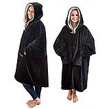 Толстовка плед з капюшоном і рукавами Huggle Hoodie оверсайз. RZ-812 Колір: чорний, фото 10