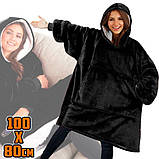 Толстовка плед з капюшоном і рукавами Huggle Hoodie оверсайз. RZ-812 Колір: чорний, фото 11