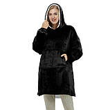 Толстовка плед з капюшоном і рукавами Huggle Hoodie оверсайз. RZ-812 Колір: чорний, фото 6