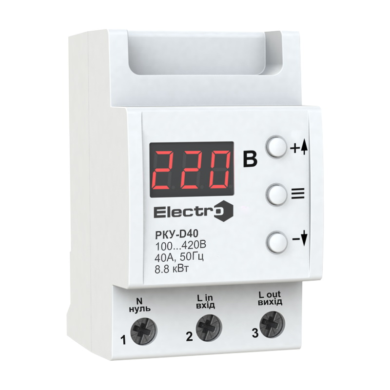 Реле контролю напруги ElectrO РКУ-D40 230В 40А (аналог ZUBR)
