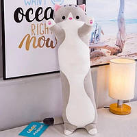 М'яка плюшева іграшка Довгий Кіт Батон котейка-подушка 50 см. PR-509 Колір: сірий