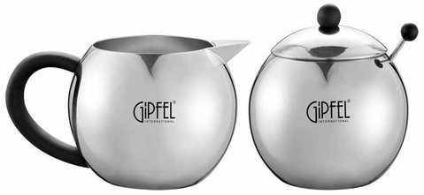 GIPFEL Набір OREOLE: Цукорниця з ложечкою, молочник 9,3 х7см, 14 см, 370 мл (нерж. сталь) 9833 GIPFEL, фото 2