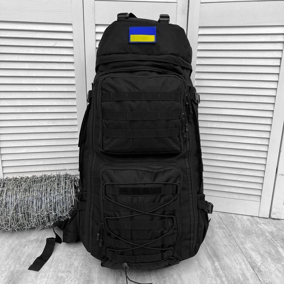 Производный рюкзак 100л черный, рюкзак водоотталкивающий с алюминиевым каркасом 90х30х34 см - фото 1 - id-p2079238658
