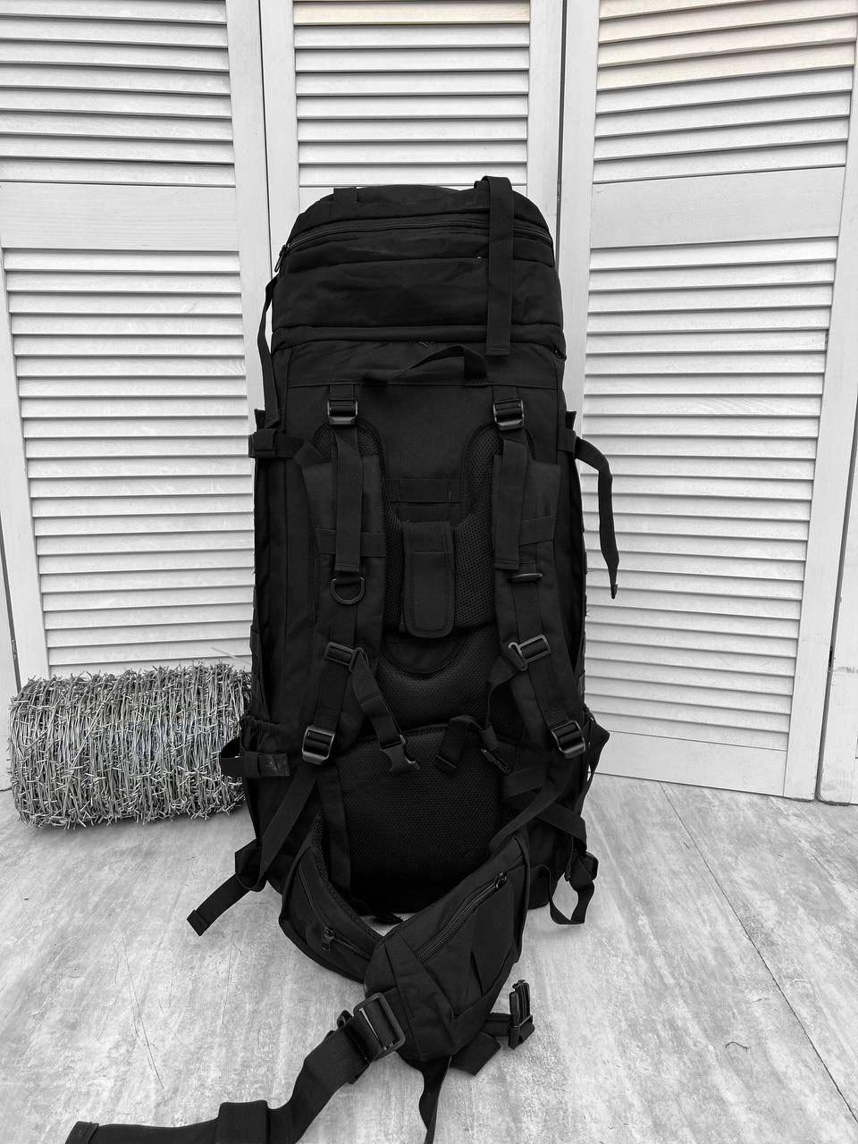 Производный рюкзак 100л черный, рюкзак водоотталкивающий с алюминиевым каркасом 90х30х34 см - фото 7 - id-p2079238658