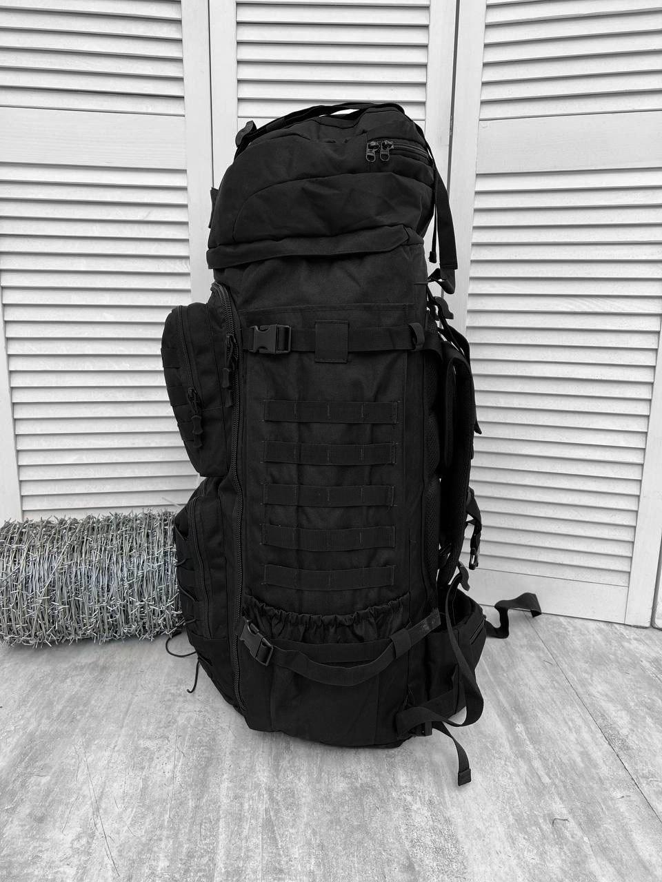 Производный рюкзак 100л черный, рюкзак водоотталкивающий с алюминиевым каркасом 90х30х34 см - фото 8 - id-p2079238658