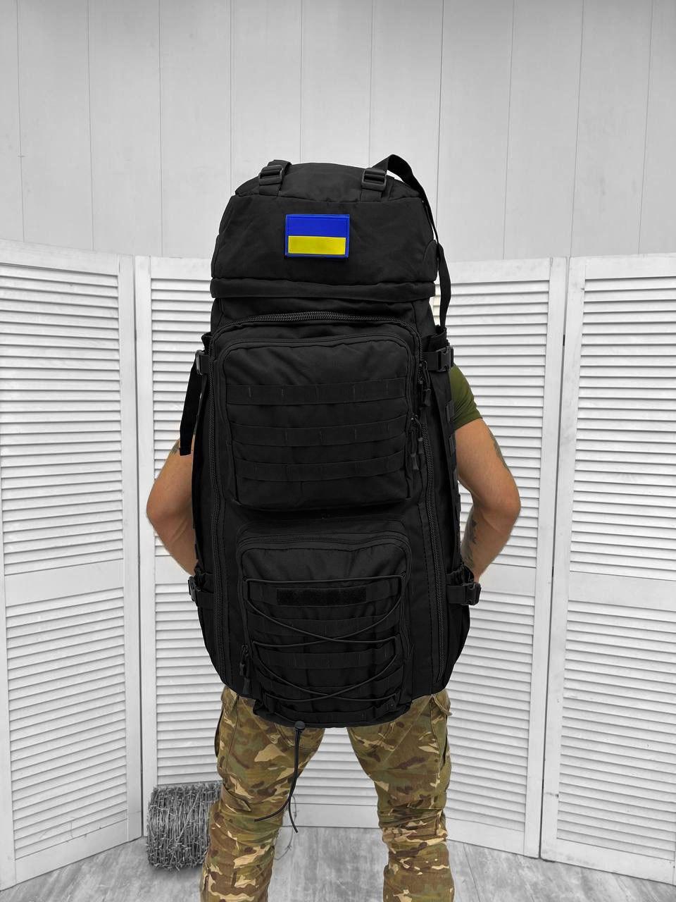 Производный рюкзак 100л черный, рюкзак водоотталкивающий с алюминиевым каркасом 90х30х34 см - фото 10 - id-p2079238658