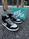 Чоловічі кросівки Nike SB Dunk Panda високі (чорні з сірим) ||, фото 2