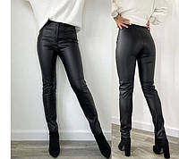 Стильные кожаные брюки женские "Casual" (тонкие) оптом | Батал