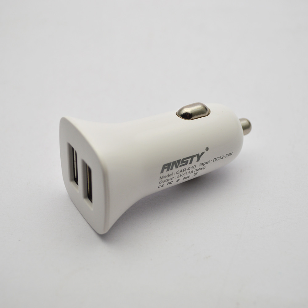 Автомобільна зарядка ANSTY CAR-010 (2 USB 2.4A) White, фото 3