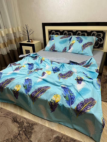 Євро постільна білизна блакитна євро розмір, фото 1