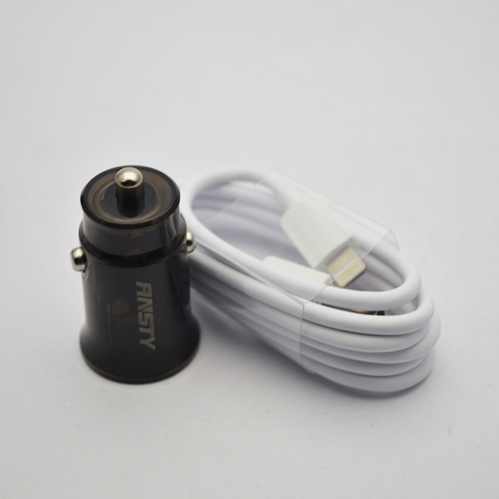 Автомобільна зарядка ANSTY CAR-013-I (1 USB 18W) with Lightning cable Black, фото 3