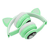Бездротові навушники з котячими вушками та RGB підсвічуванням Cat VZV 23M. WE-567 Колір: зелений, фото 6