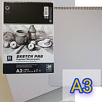 Альбом для рисования "Sketch Pad" / A3 / 24 листа / 160г/м² / скетчбук на спирали / для акварели и масла