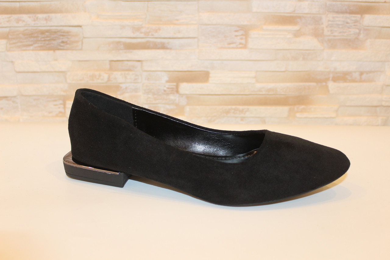 Балетки туфлі жіночі чорні замшеві Т1325 продаж