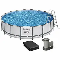 Каркасный бассейн Bestway 5612Z Steel Pro Max (488-122 см, объем 19480 л) картридж, лестница, тент