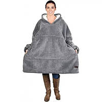 Толстовка-плед з капюшоном і рукавами Huggle Hoodie Blanket Серый