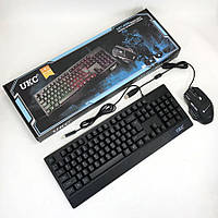 Клавіатура+мишка UKC з LED підсвічуванням від USB M-710, клавіатура ігрова з підсвічуванням LF-496 та мишкою