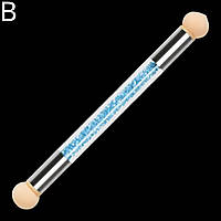 Двухсторонний спонж (кисть) для аэропуффинга и градиента ногтей с кристаллами Синий В