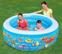 Детский надувной бассейн на 400 л 152*51 см круглый Bestway, мягкий бассейн для детей речной для дома дачный