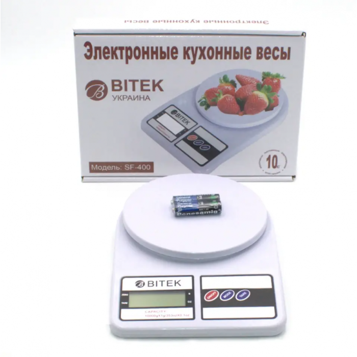 Электронные Кухонные Весы кухонные 10 кг BITEK SF-400 + Батарейки PRO_130 - фото 6 - id-p2078669962